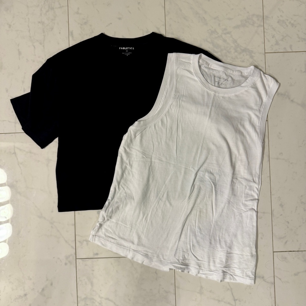 Fabletics Black and White Muscle Tees